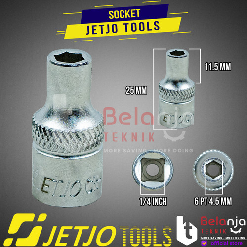 JETJO TOOLS Socket 1/4 Inch DR 6PT 4.5MM Mata Kunci Shock 4.5 MM Sok