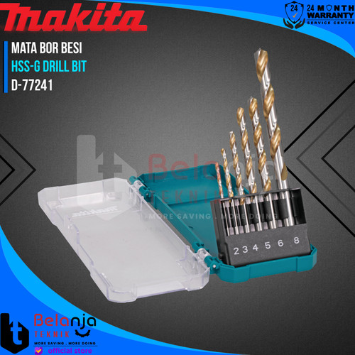 Makita Mata Bor Besi Set Hex Shank 6Pcs HSS-G Drill Bit 2-8 MM D-77241