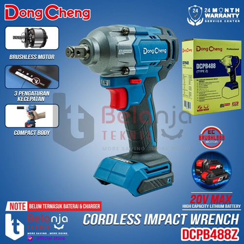 Dongcheng Impact Wrench Baterai DCPB488Z 20V Pembuka Baut Brushless