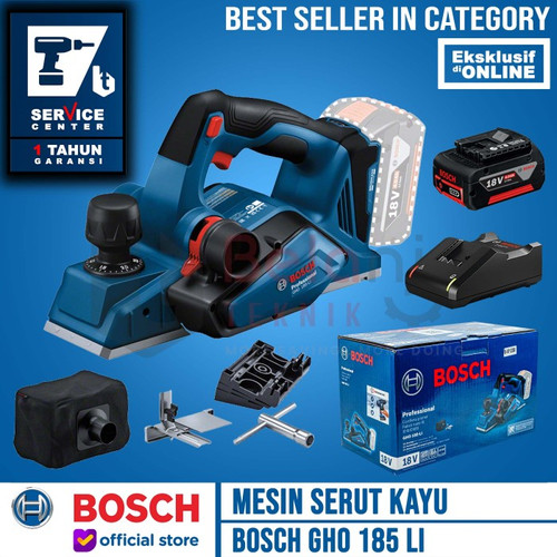 Bosch Mesin Serut Kayu Ketam Baterai GHO 185 LI Planner 18V SET 4AH