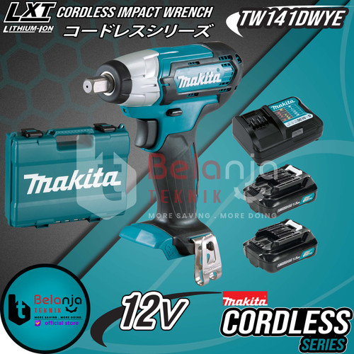 Makita Mesin Pembuka Baut Baterai 12V TW141DWYE Cordless Impact Wrench