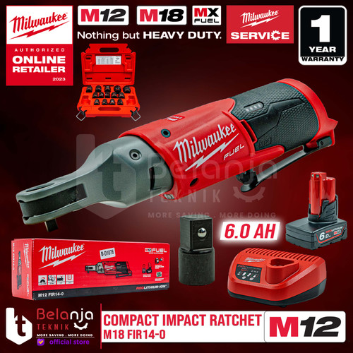 Milwaukee Compact Impact Ratchet M12 FIR14-0 Kunci Rachet Set 12V 6 AH