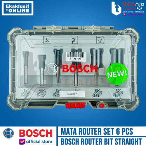 Bosch Router Bit Set Straight 6 Pcs 1/4 Inch Shank Mata Profil Trimmer