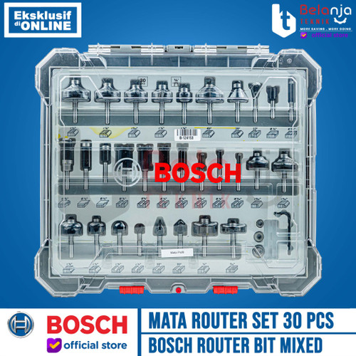 Bosch Router Bit Set Mixed 30 Pcs 1/4 Inch Shank Mata Profil Trimmer