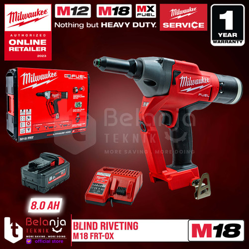 Milwaukee Blind Riveting M18 FRT-0X Rivet Gun Baterai Set 18V 8 AH