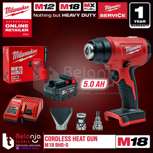 Milwaukee Heat Hot Gun Cordless M18 BHG-0 Pemanas Udara Set 18V 5 AH