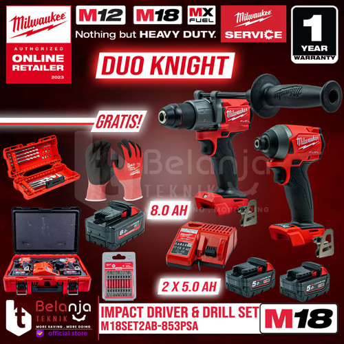 Milwaukee Combo FID2-0 Impact Driver FPD2-0 Mesin Bor Baterai M18 18V