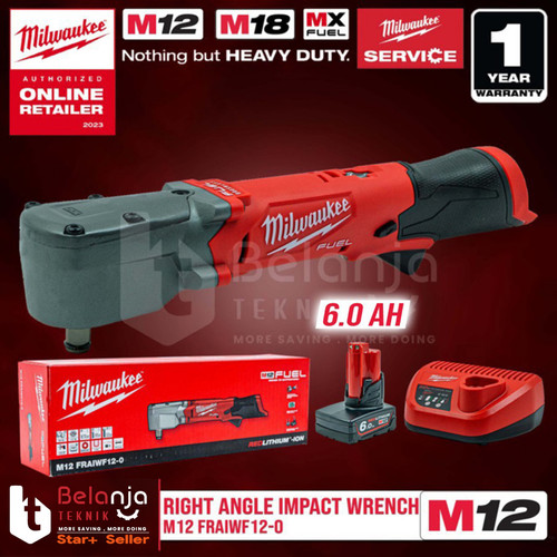 Milwaukee Right Angle Impact Wrench 1/2 In M12 FRAIWF12-0 Set 12 V 6AH