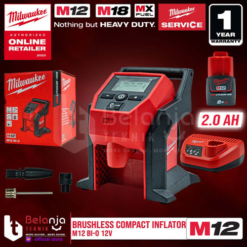 Milwaukee Brushless Compact Inflator M12BI-0 12V Pompa Ban Baterai Set