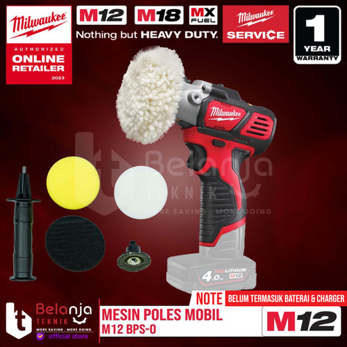 Milwaukee Polisher M12 BPS-0 Mesin Poles Mobil Motor 12V Unit Only