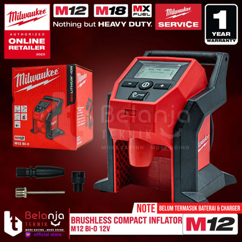 Milwaukee Brushless Compact Inflator M12 BI-0 12V Pompa Baterai 120PSI