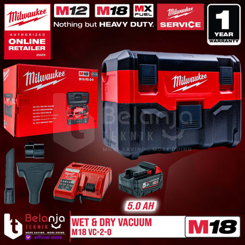 Milwaukee Wet & Dry Vacuum Cordless M18 VC-2-0 Penghisap Debu SET 18V