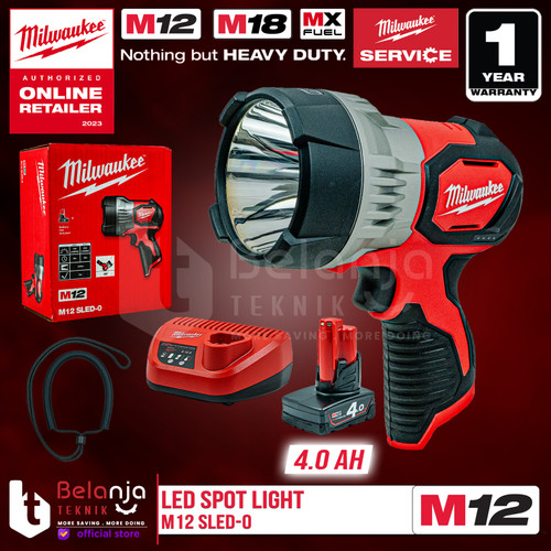 Milwaukee Led Spot Light M12 SLED-0 Lampu Senter Kerja Set 12 V 4 AH