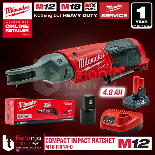 Milwaukee Compact Impact Ratchet M12 FIR14-0 Kunci Rachet Set 12 V 4AH