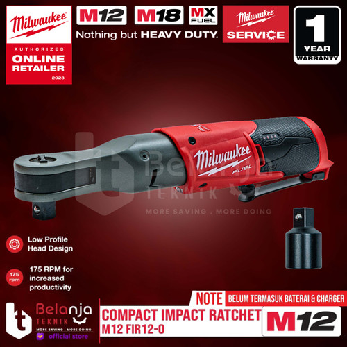 Milwaukee Compact Impact Ratchet M12 FIR12-0 Kunci Rachet 1/2 In 12 V