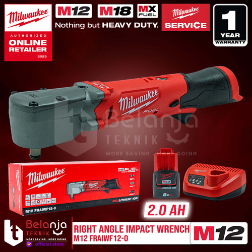 Milwaukee Right Angle Impact Wrench 1/2 In M12 FRAIWF12-0 Set 12 V 2Ah