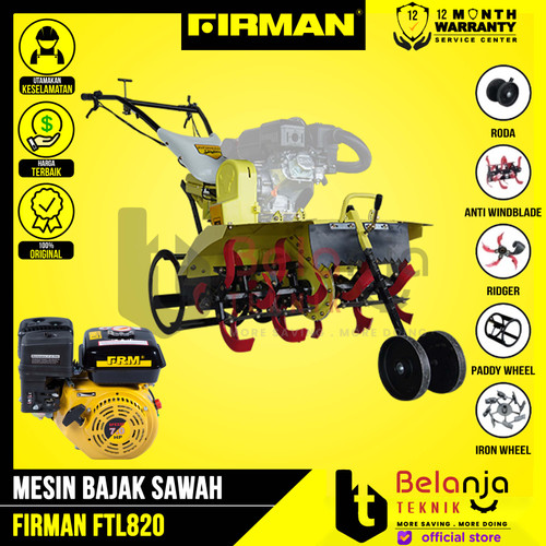 Firman Mesin Bajak Sawah Basah Kering Cultivator Tiller FTL 820 FTL820