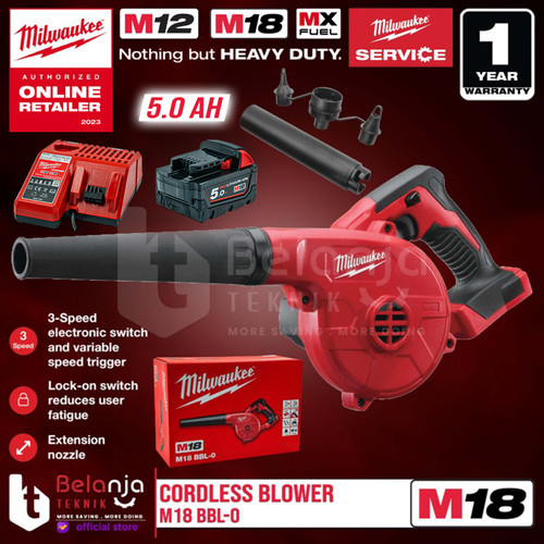 Milwaukee Mesin Hand Blower Cordless BBL-0 M18 Baterai SET 18V 5 Ah