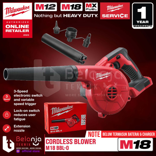 Milwaukee Mesin Compact Hand Blower Baterai M18 BBL-0 18V Unit Only