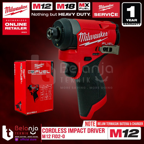 Milwaukee Impact Driver Baterai M12 FID2-0 1/4 Inch Hex 12 V Unit Only