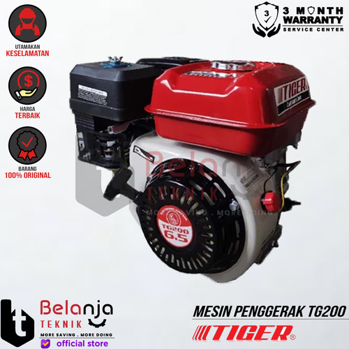 Tiger Mesin Penggerak Bensin Serbaguna GX 200 6.5 HP Engine Gasoline