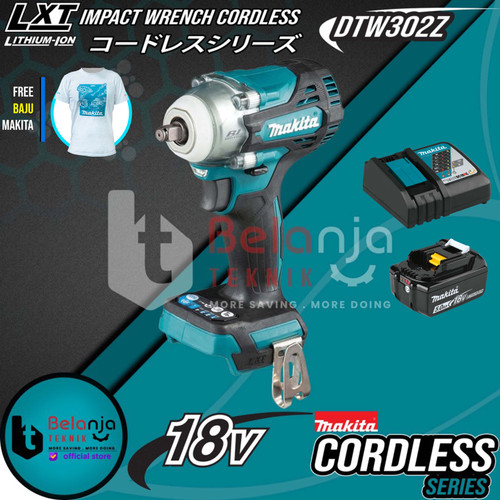 Makita Impact Wrench Cordless DTW302Z Mesin Pembuka Baut Set 18V 5AH