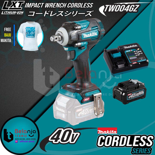 Makita Mesin Impact Wrench Cordless TW004GZ 40V Pembuka Baut + Baterai