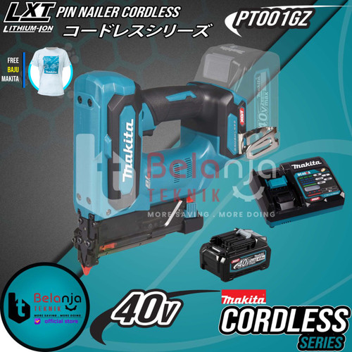 Makita Pin Nailer Cordless PT001GZ Mesin Paku Tembak + Baterai 40V Set