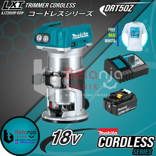 Makita Mesin Profil Kayu Baterai DRT50Z 18V Trimmer + Baterai Set 18 V