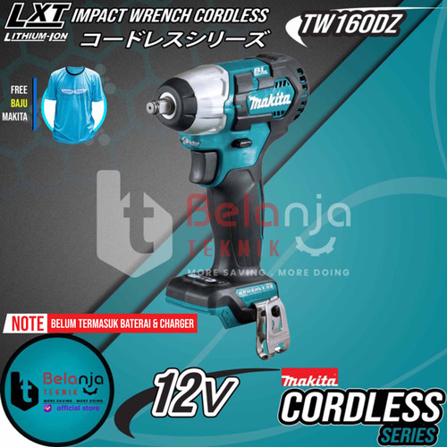 Makita Impact Wrench Cordless TW160DZ Mesin Pembuka Baut + Baterai 18V