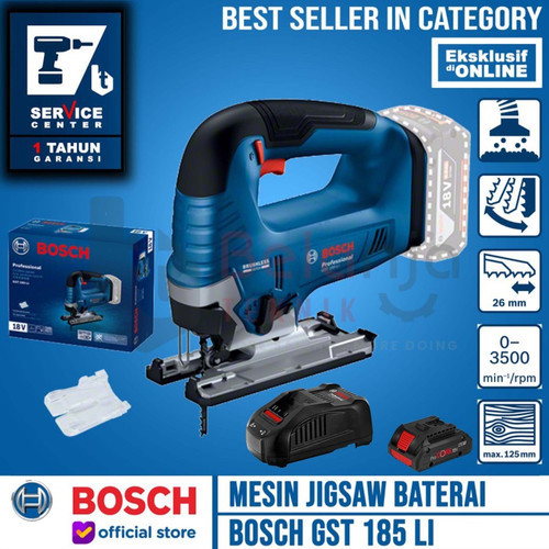 Bosch Mesin Gergaji Baterai GST 185 Li Jigsaw + Baterai Procore 4 AH