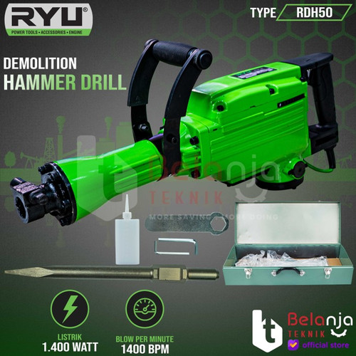 Ryu Demolition Hammer Drill RDH50 1400 Watt Mesin Bobok Beton RDH 50