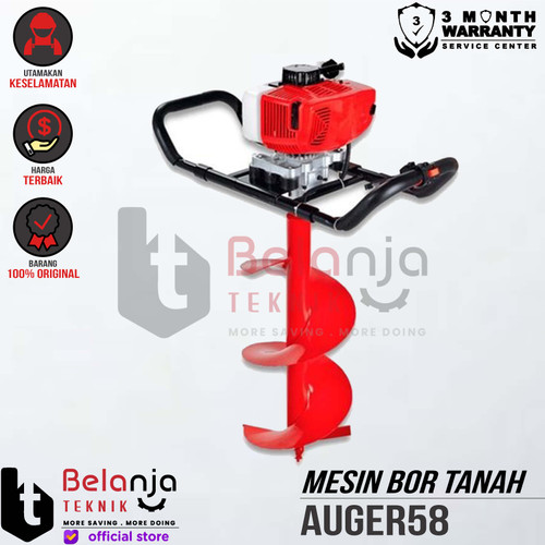 Tiger Mesin Bor Tanah AUGER58 200 MM Auger Penggali Lobang Pohon 2 Tak