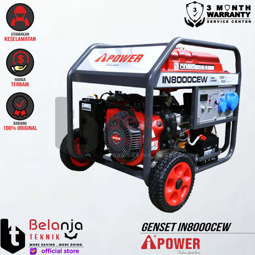 AIPower Genset IN8000CW Generator Bensin 5500 Watt Manual Starting