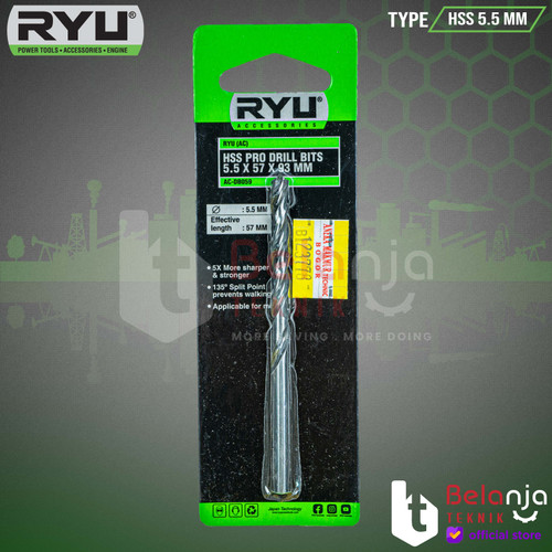 Ryu Mata Bor Besi HSS Pro 5.5 MM Drill Bits Metal Besi 5.5 MM