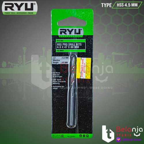 Ryu Mata Bor Besi HSS Pro 4.5 MM Drill Bits Metal Besi 4.5 MM