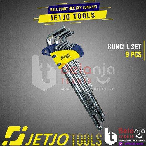 JETJO TOOLS Kunci L Panjang Set 9 Pcs Ball Point Hex Key Set 1.5-10MM