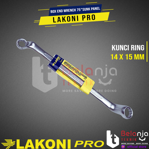 LAKONI PRO Box End Wrench 75° Kunci Ring Sunk Panel 14 X 15 MM CRV