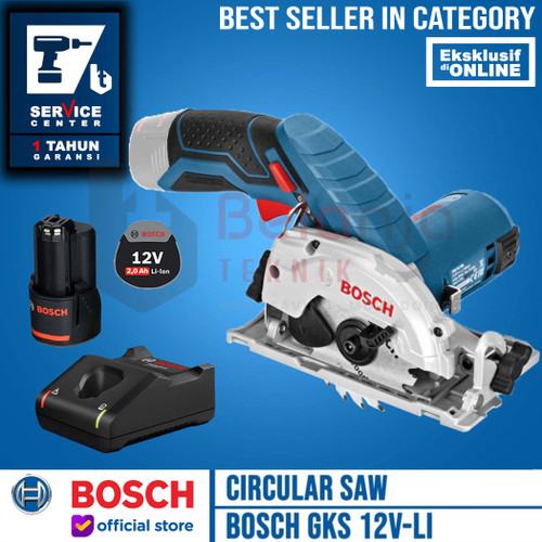 Bosch Mesin Circular Saw Cordless GKS 12V-LI Charger Baterai 12 V 2 AH