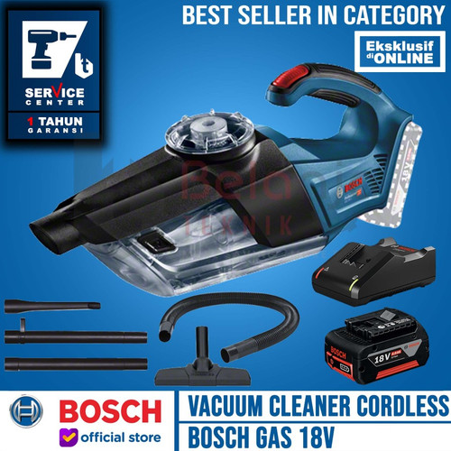 Bosch Vacuum Cleaner Cordless Gas 18V-Li Sedot Debu Baterai 18 V 4 AH