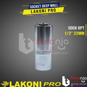 LAKONI PRO Socket Deep Wall 1/2" DR 6 PT Mata Kunci Sok Panjang 22MM