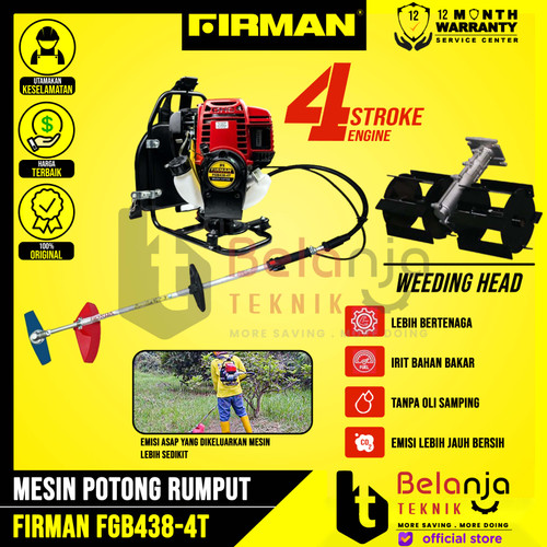 Firman Mesin Potong Rumput Gendong FGB 438 4 Tak Plus Weeding Head