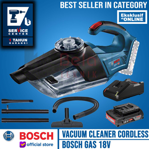 Bosch Vacuum Cleaner Cordless Gas 18V-Li Sedot Debu Baterai 18 V 2 AH