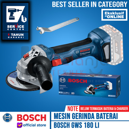 Bosch Cordless Angle Grinder 4" GWS 180-Li Mesin Gerinda Baterai SOLO