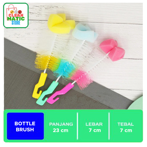 BOTTLE BRUSH - Sikat Pembersih Cuci Botol Dengan Spons Sponge Sabut