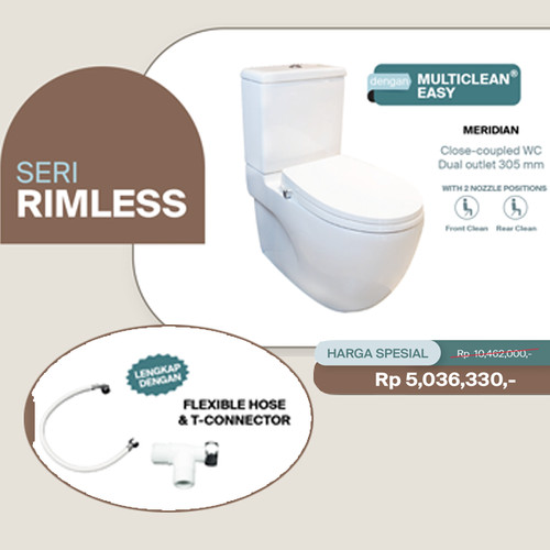 Kloset Close-coupled WC Dual outlet 305mm Multiclean Roca Meridian