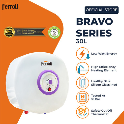 Water Heater Listrik Ferroli Bravo 30 Liter Low Watt