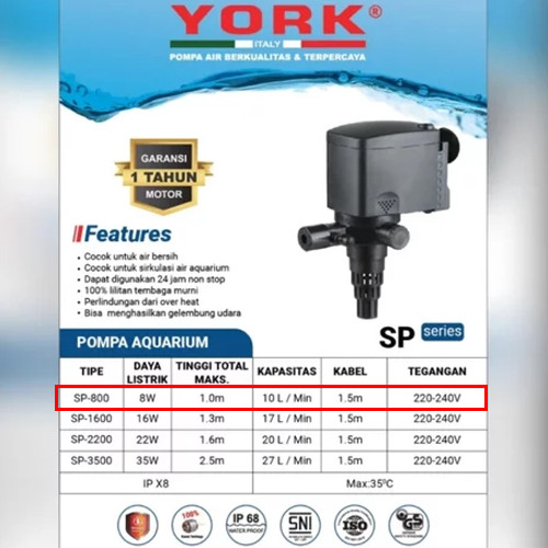 Pompa Aquarium York SP Series 800-3500