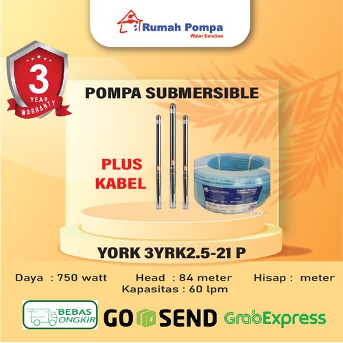 Submersible YORK 3SYK2.5-21P 1HP + Kabel