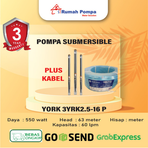 SUBMERSIBLE YORK 3SYK2.5-16P 0.75HP + Kabel